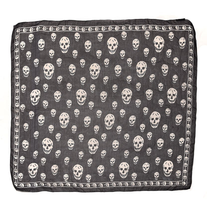 Alexander McQueen Silk Chiffon Skull Scarf Black Ivory 1 of 5