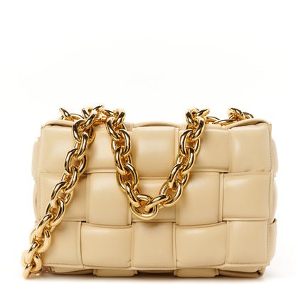 Bottega Veneta Lambskin Maxi Intreccio Padded Chain Cassette Crossbody Bag Porridge 1 of 12