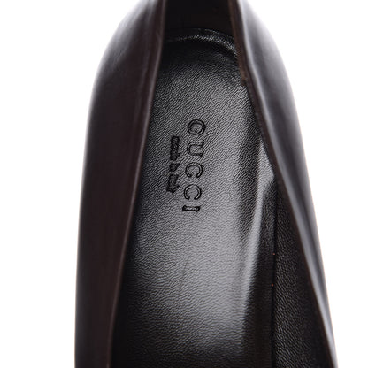 Gucci Calfskin Interlocking GG Web Mid Heel Pumps 38 Dark Cocoa 7 of 10