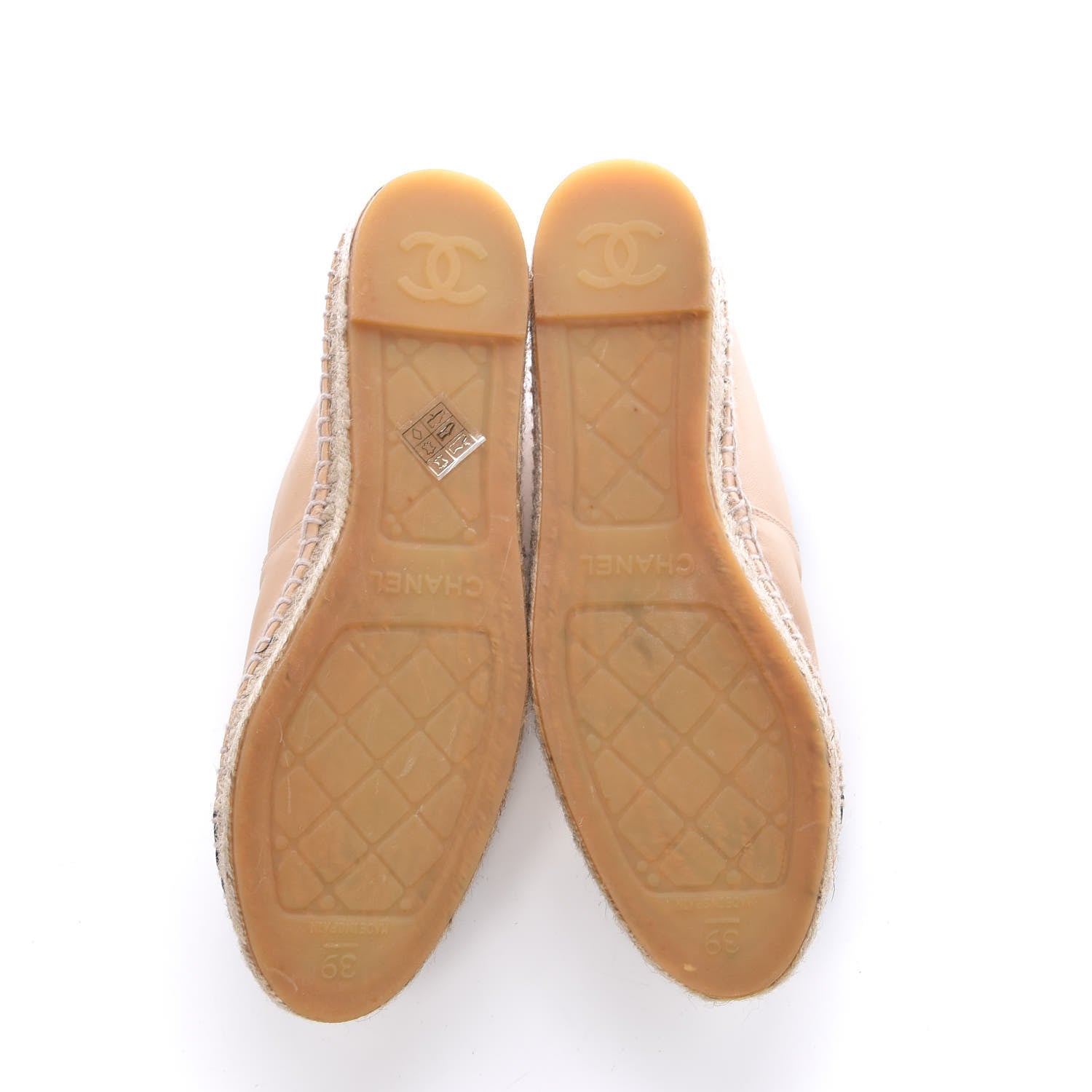 Chanel Lambskin CC Espadrilles 39 Beige Black 5 of 10