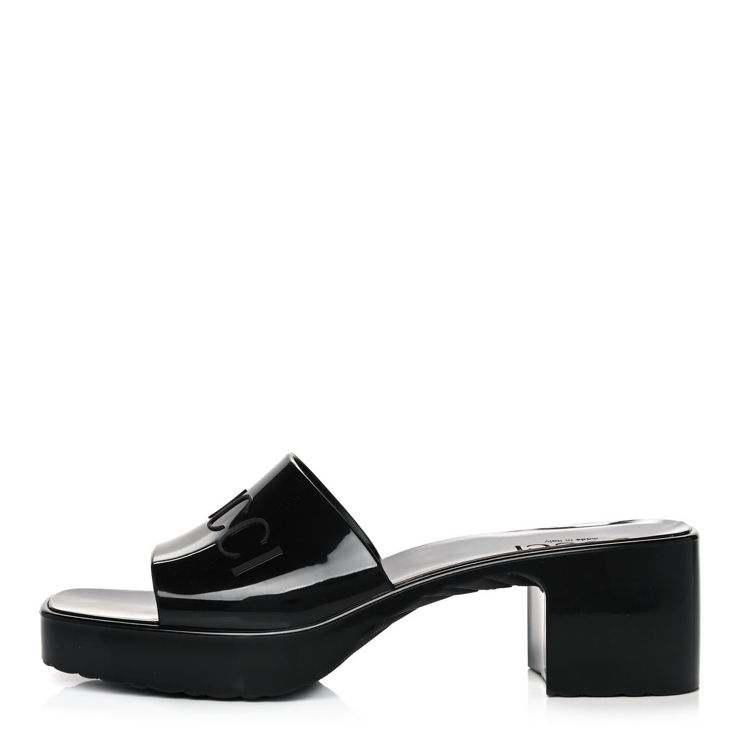 Rubber Gucci Logo Womens Platform 20/60mm Slide Sandals 37 Black