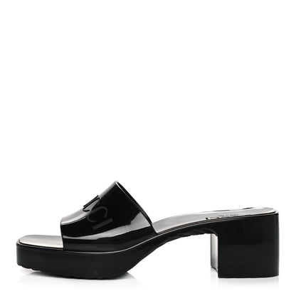 Gucci Rubber Gucci Logo Womens Platform 20/60mm Slide Sandals 37 Black 1 of 10