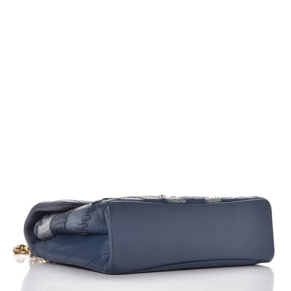 Chanel Iridescent Calfskin Python Patchwork Chevron Small Flap Black 4 of 8