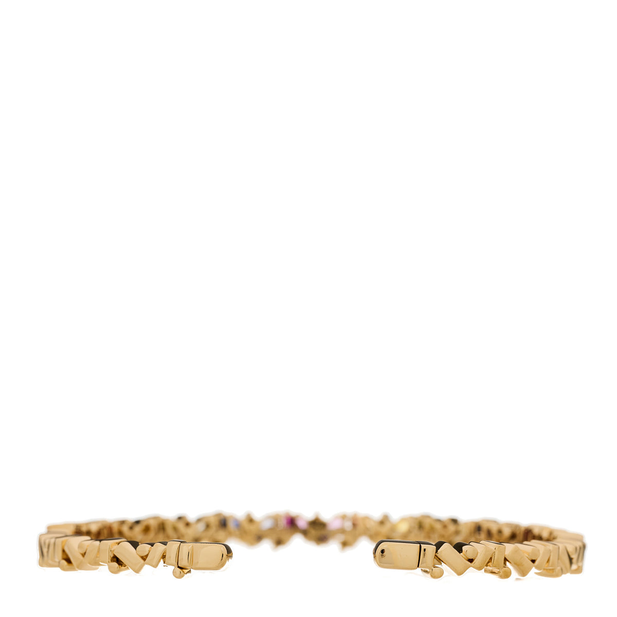 Suzanne Kalan 18K Yellow Gold Diamond Rainbow Sapphire Frenzy Cuff Bracelet 2 of 4