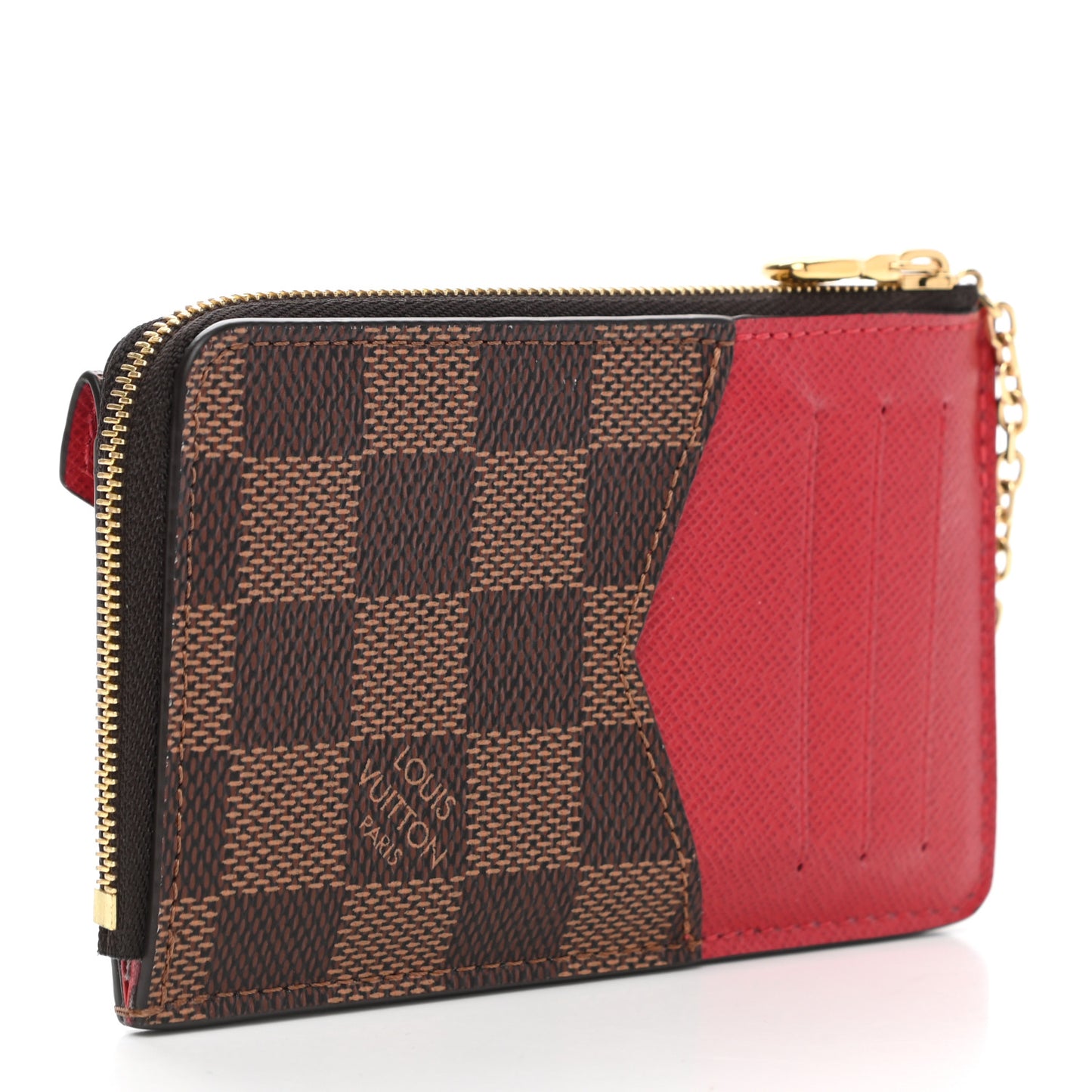 Damier Ebene Recto Verso Card Holder Red