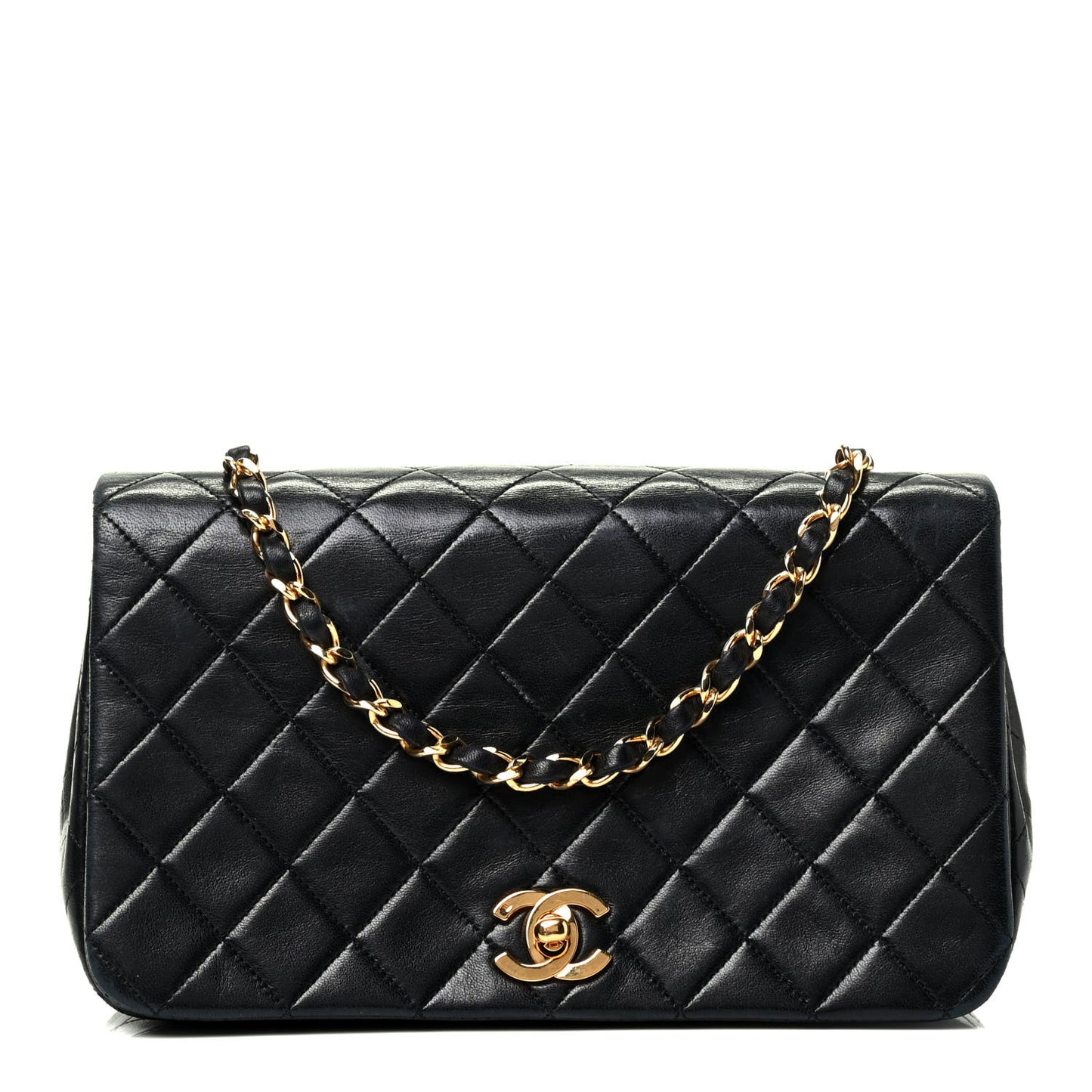 Lambskin Quilted Small Single Flap Black