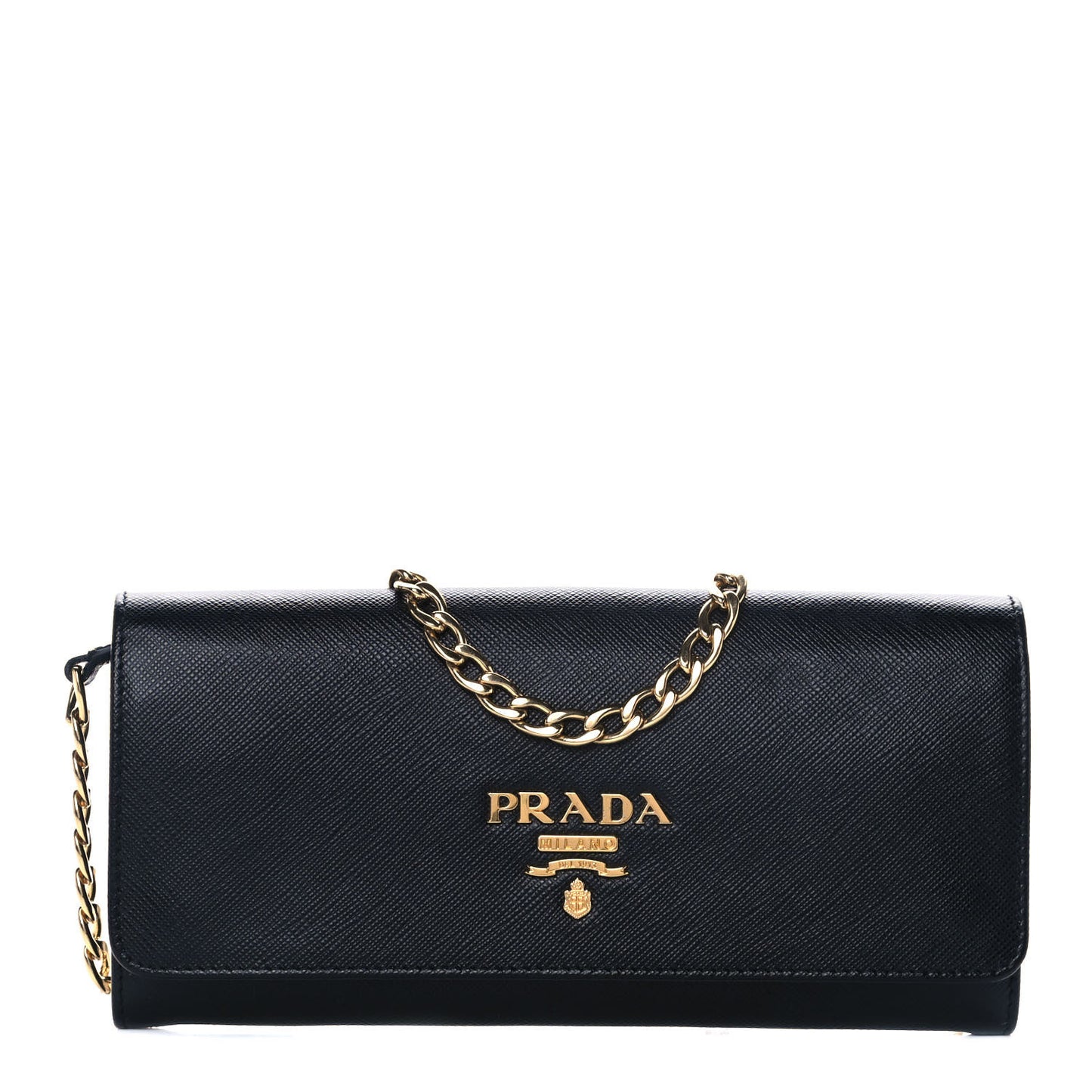 Saffiano Lux Chain Wallet Black