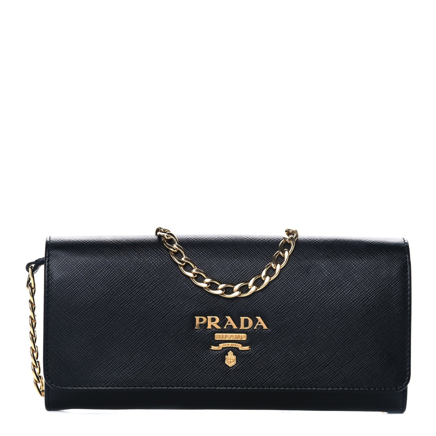 Prada Saffiano Lux Chain Wallet Black 1 of 11