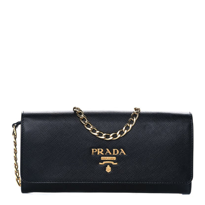 Prada Saffiano Lux Chain Wallet Black 1 of 11