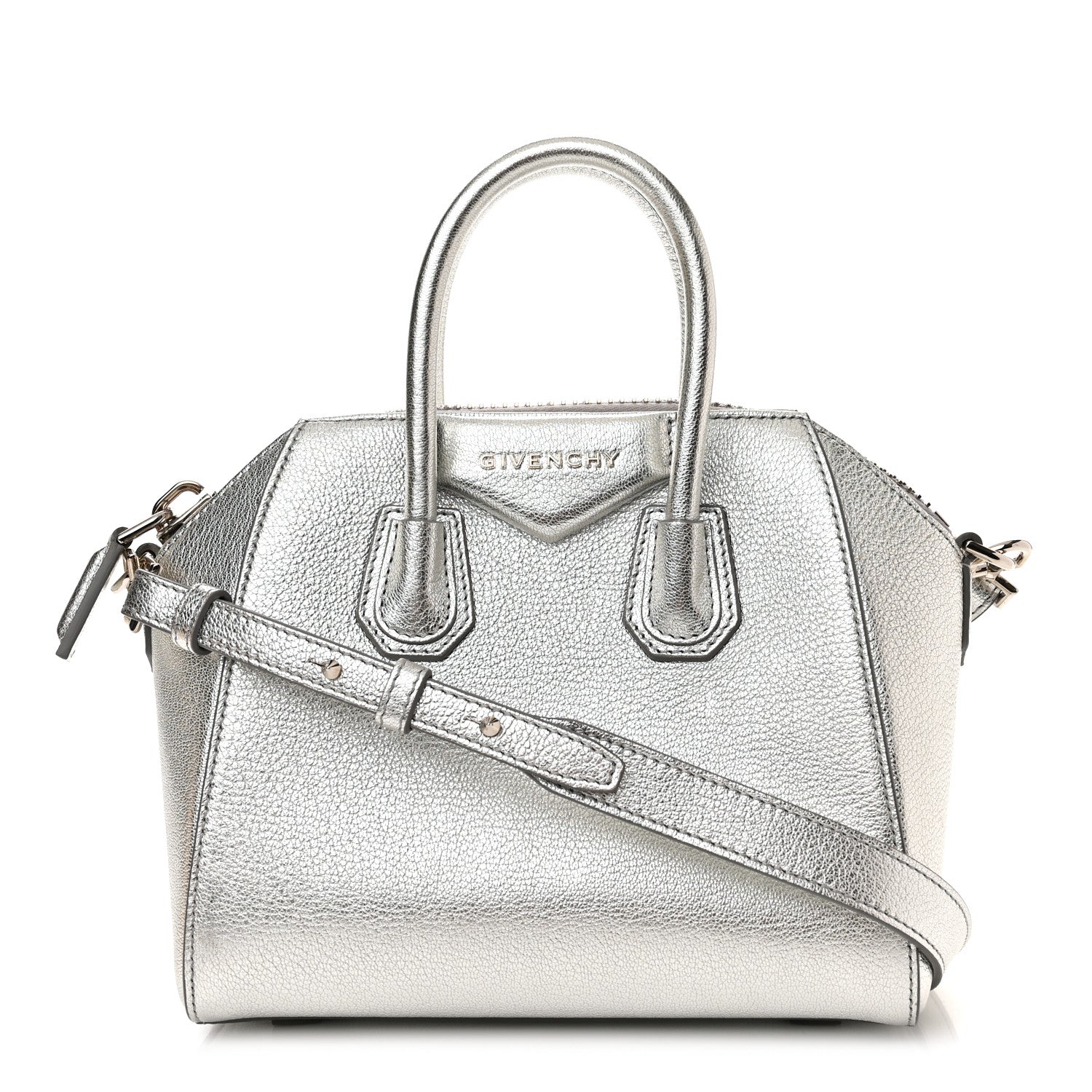Givenchy Metallic Sugar Goatskin Mini Antigona Silver 1 of 11