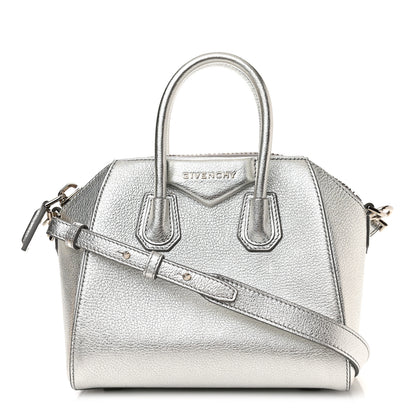 Givenchy Metallic Sugar Goatskin Mini Antigona Silver 1 of 11