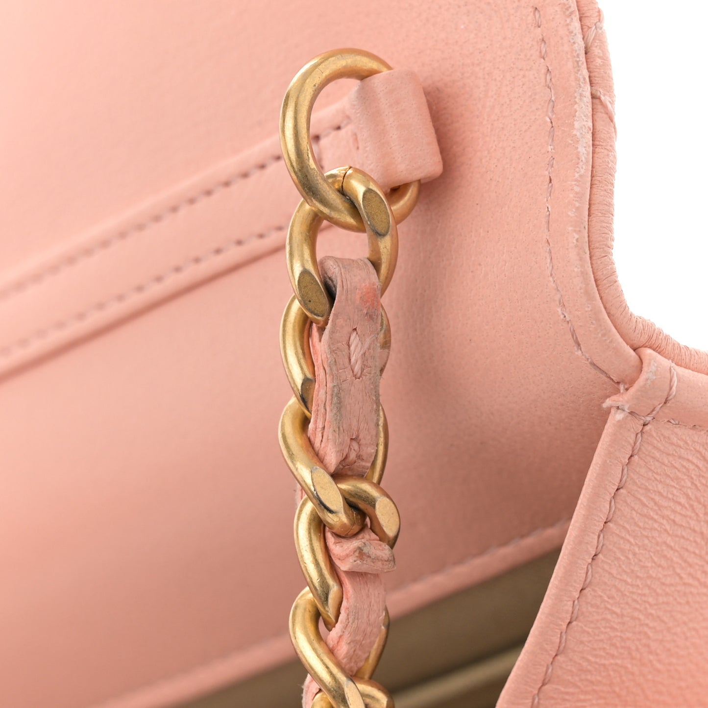 Lambskin Quilted CC Pearl Crush Wallet on Chain WOC Light Orange