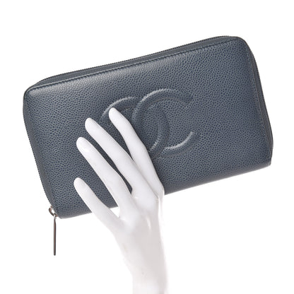 Chanel Caviar Large CC Timeless Zip Around Organizer Wallet Blue 2 of 23