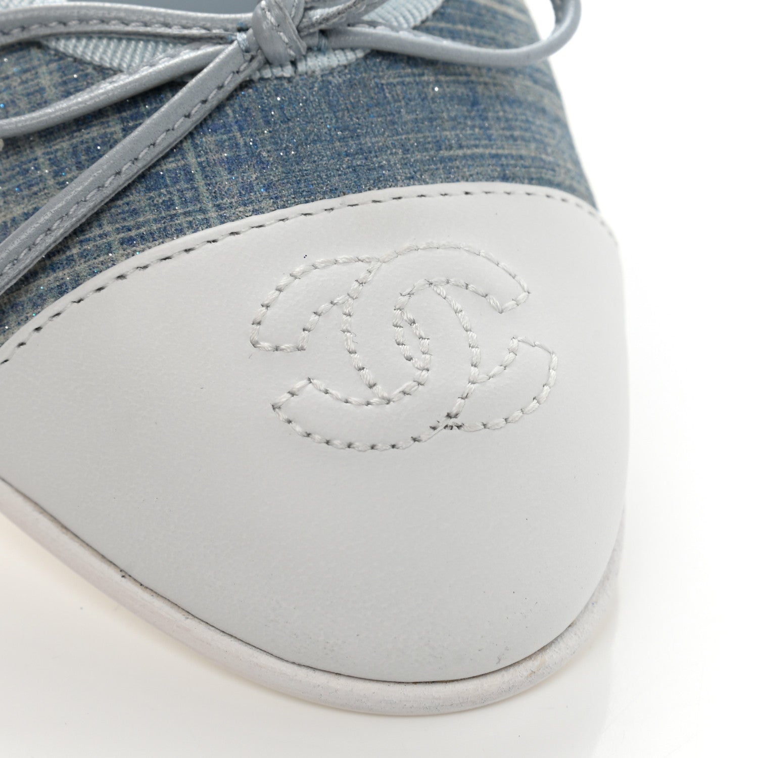 Chanel Suede Calfskin Lambskin CC Cap Toe Ballerina Flats 36.5 Light Blue 12 of 12
