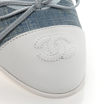 Chanel Suede Calfskin Lambskin CC Cap Toe Ballerina Flats 36.5 Light Blue 12 of 12