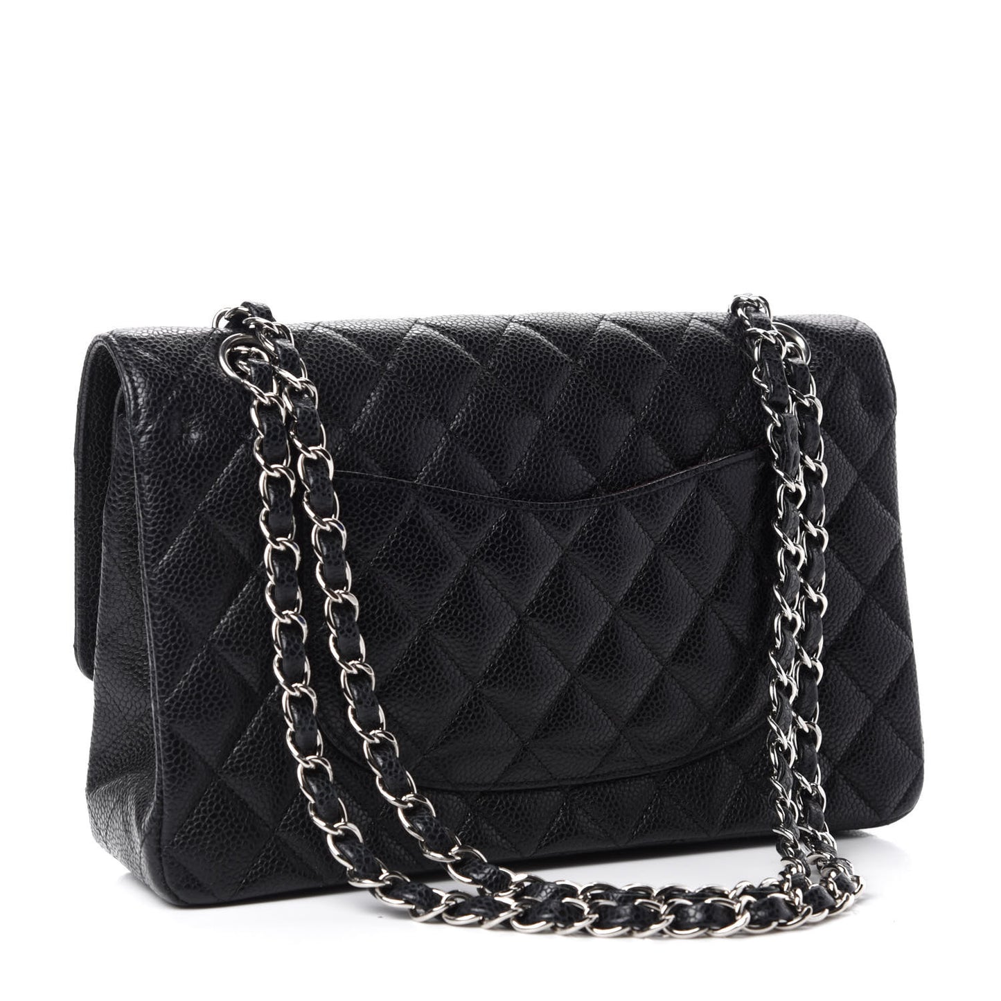 Caviar Quilted Medium Double Flap Black
