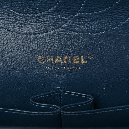 Chanel Metallic Caviar Quilted Jumbo Double Flap Dark Blue 6 of 15