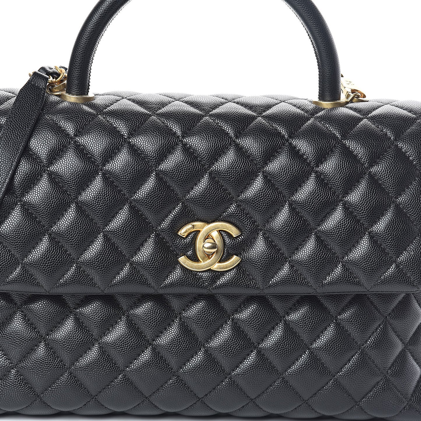 Caviar Quilted Medium Coco Handle Flap Black