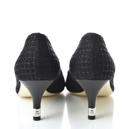 Chanel Lambskin Tweed CC Pump 36.5 Black 5 of 14