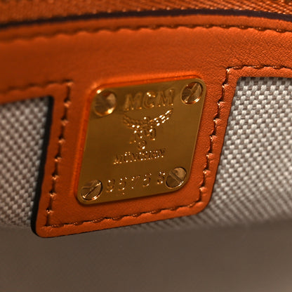 MCM Calfskin Linen Large Munchen Tote Cognac 7 of 12