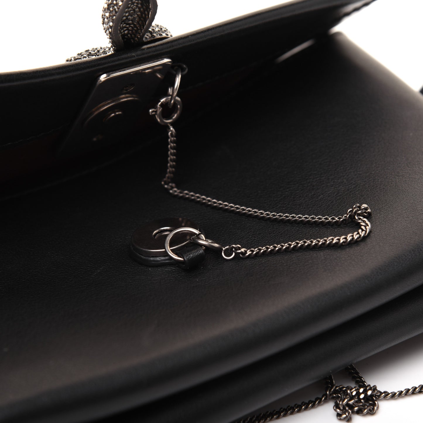 Calfskin Crystal Encrusted Snake Maison Small Crossbody Black