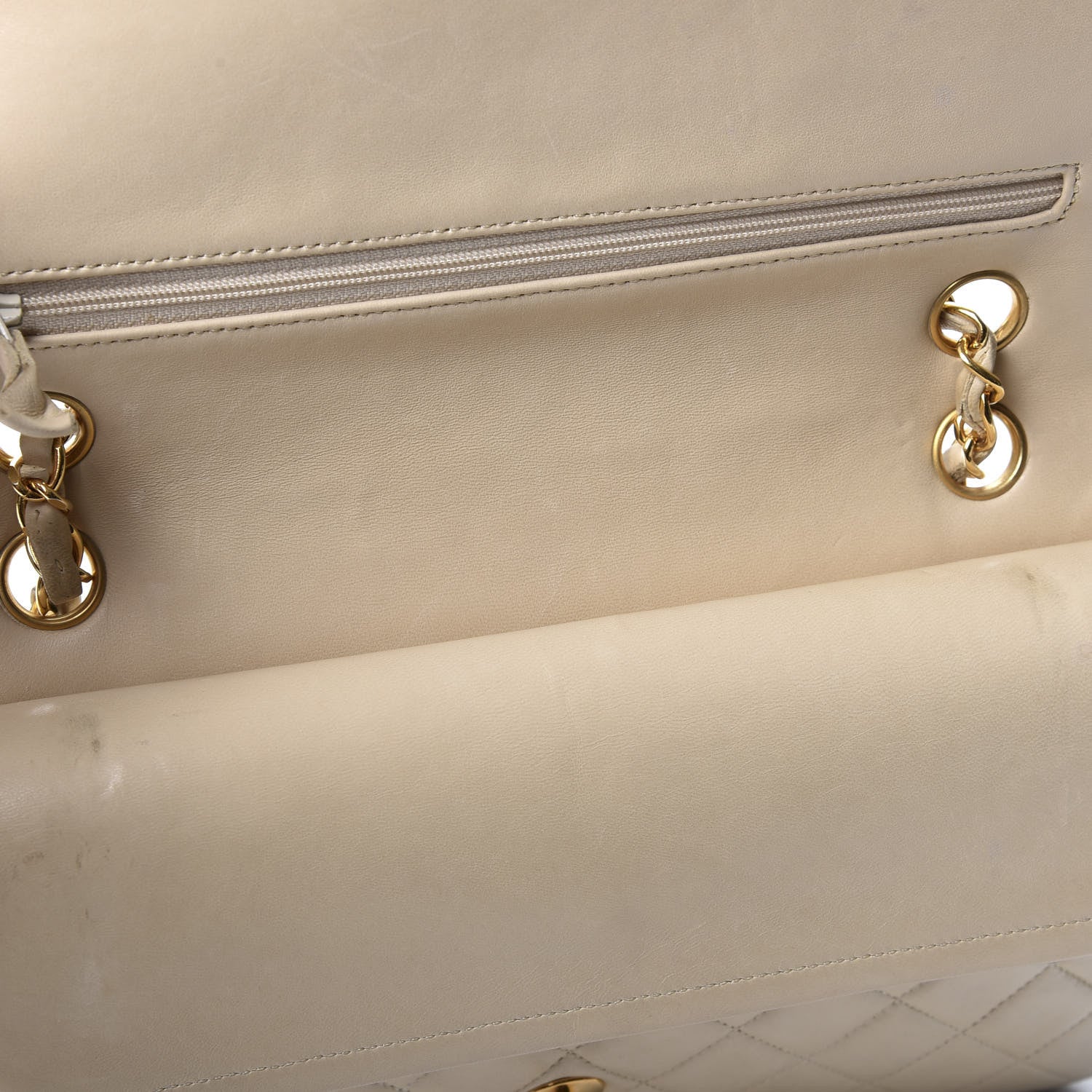 Chanel Lambskin Quilted Medium Double Flap Beige 7 of 11