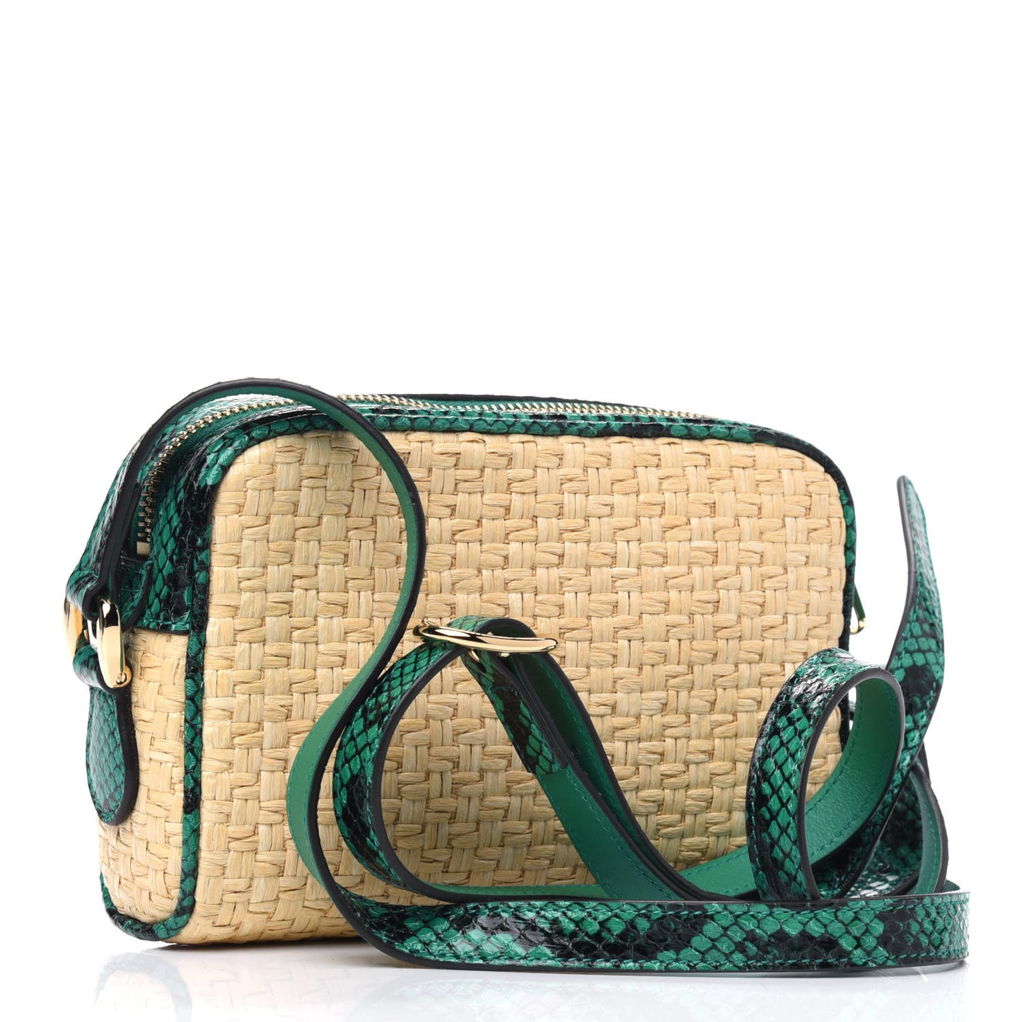Raffia Elaphe Mini Ophidia Shoulder Bag Natural New Shamarock