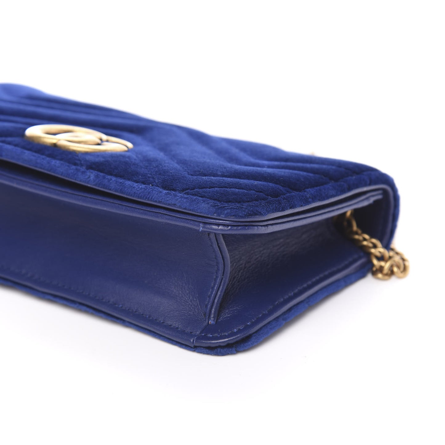 Velvet Matelasse GG Marmont Mini Bag Cobalt Blue