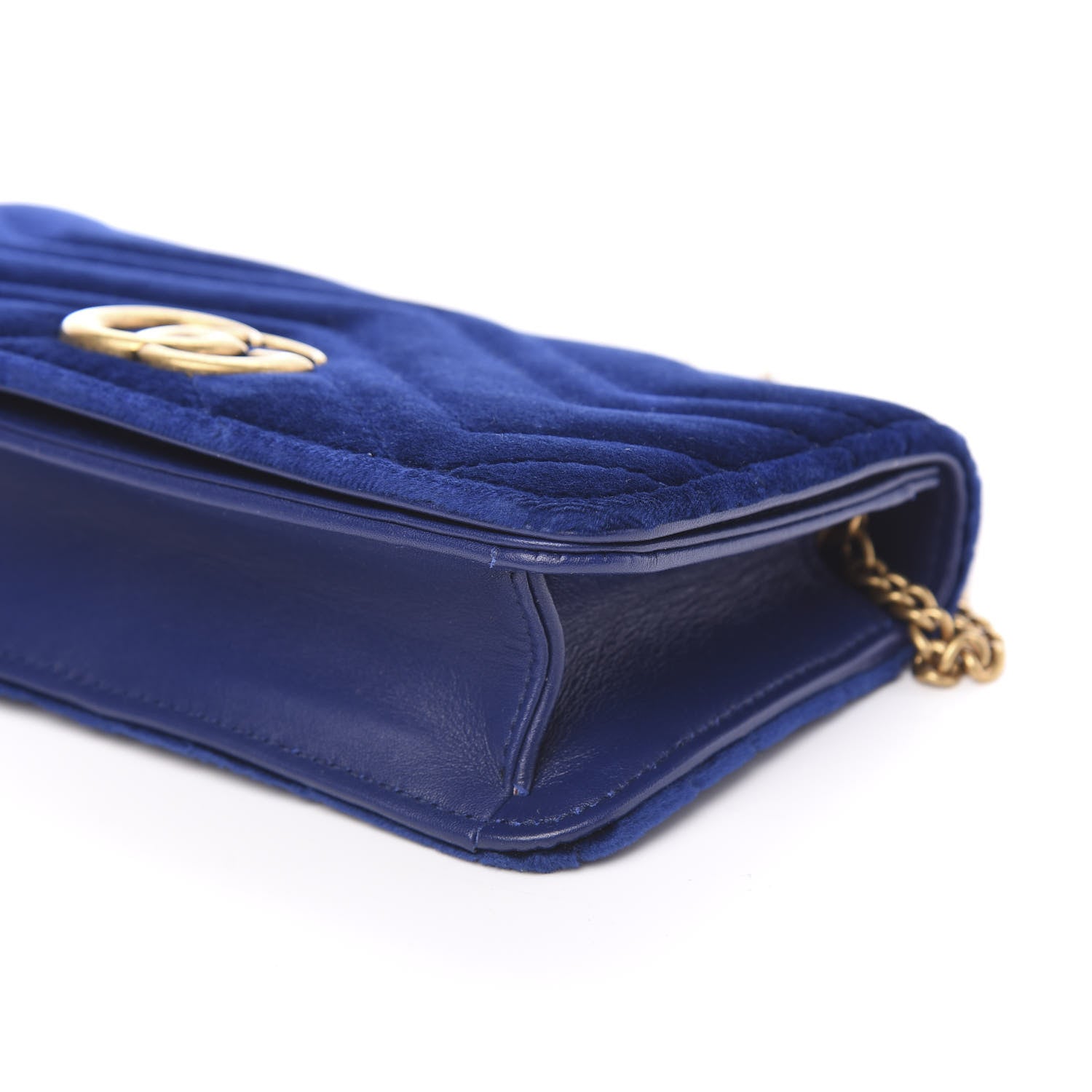 Gucci Velvet Matelasse GG Marmont Mini Bag Cobalt Blue 7 of 8