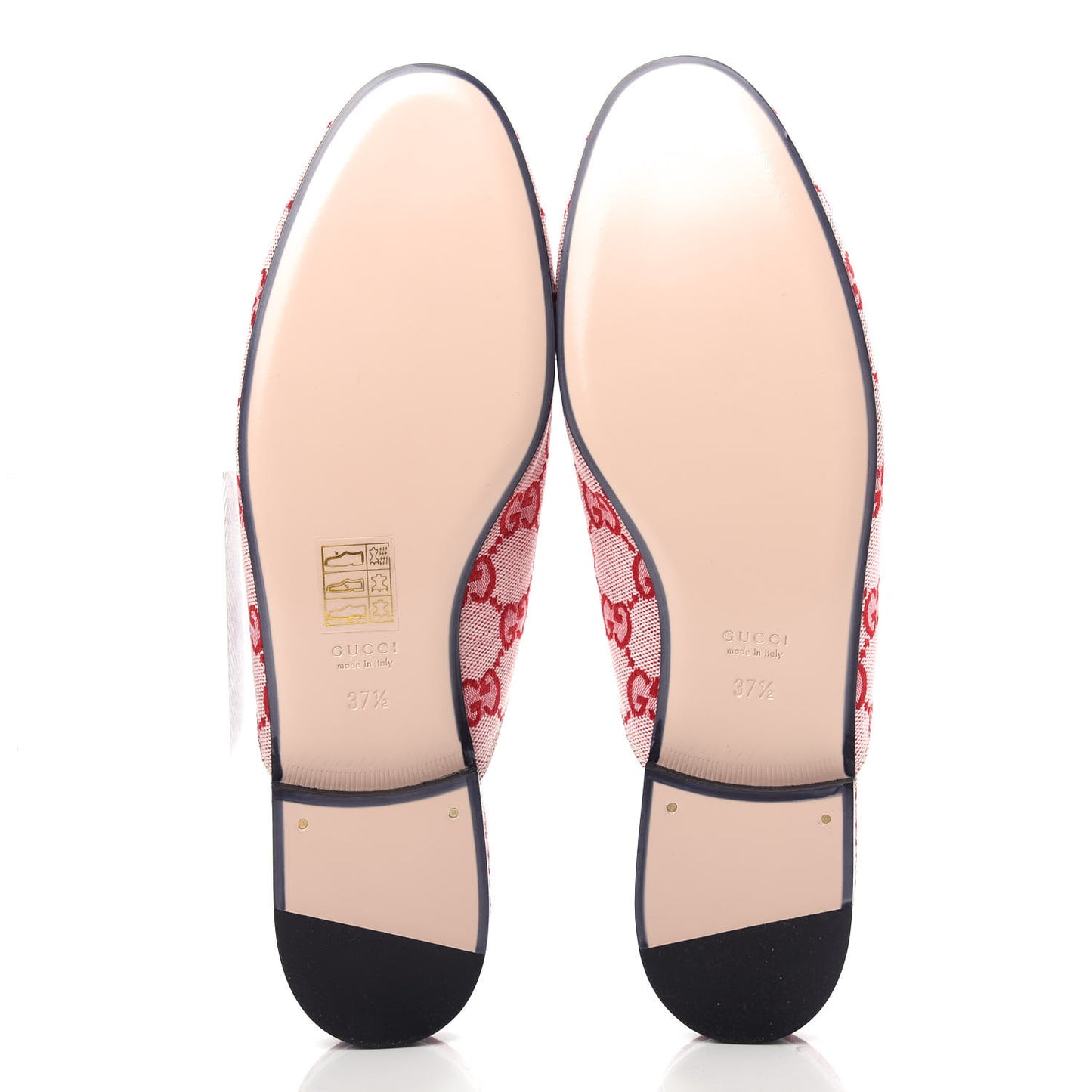 Canvas GG Monogram Horsebit Womens Princetown Slippers 37.5 Gardenia Hibiscus Red