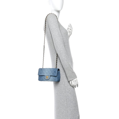 Chanel Washed Denim Quilted Mini Rectangular Flap Blue 2 of 11