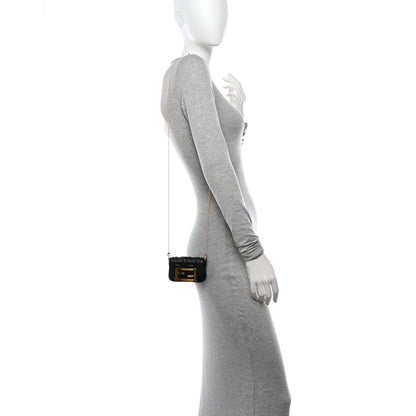 Fendi Nappa Matisse FF Embossed Nano Maxi Buckle Baguette Charm Black 2 of 12