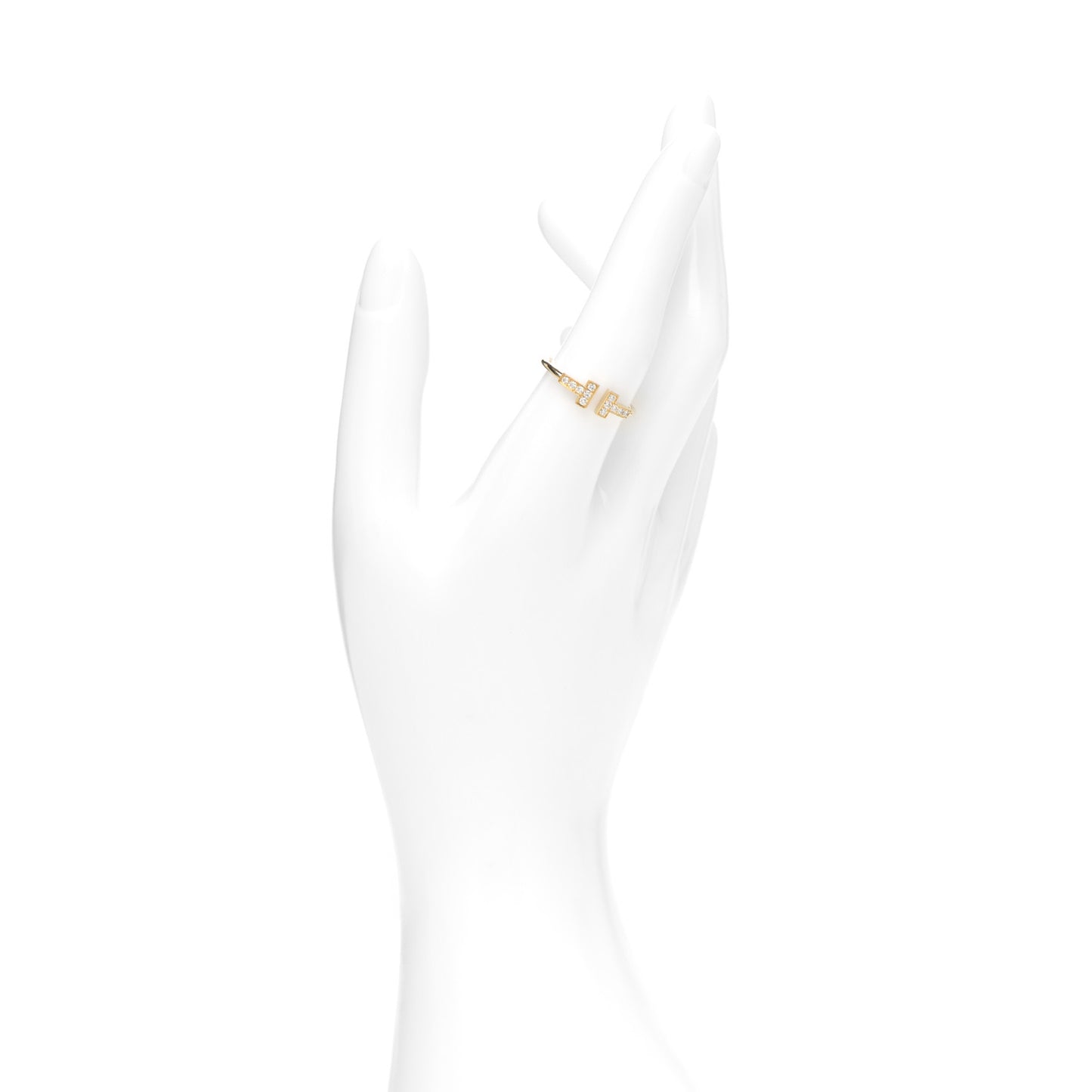 18K Yellow Gold Diamond T Wire Ring 56 7.75