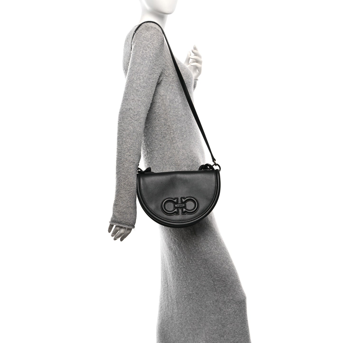 Calfskin Aura Shoulder Bag Black
