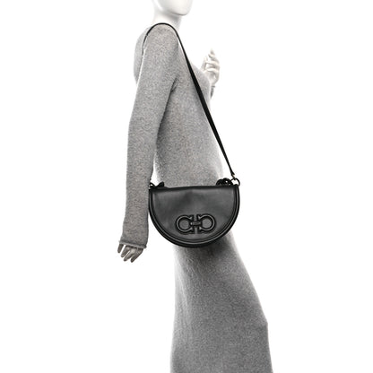 Salvatore Ferragamo Calfskin Aura Shoulder Bag Black 2 of 10