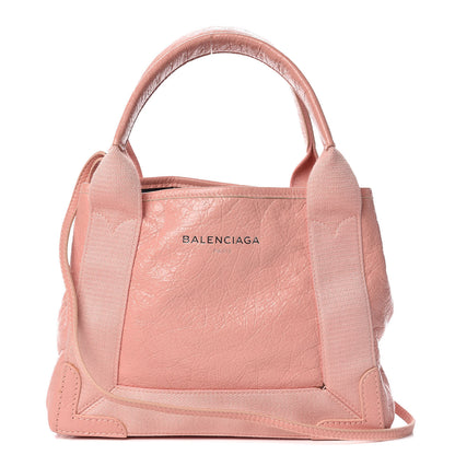 Balenciaga Agneau Stadio Ruban Viscose Navy Cabas XS Rose Ballerine 1 of 14