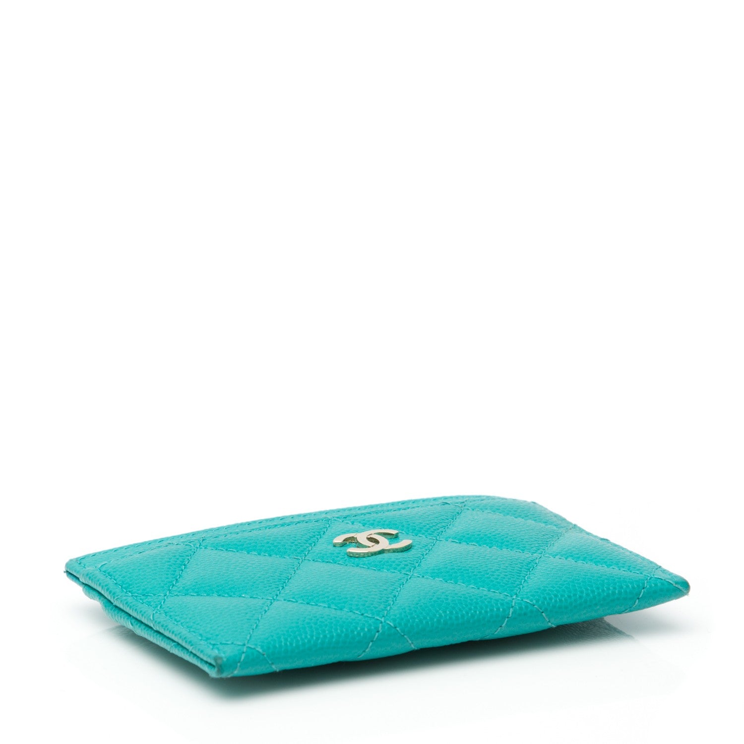 Chanel Caviar Quilted Card Holder Turquoise 4 of 8