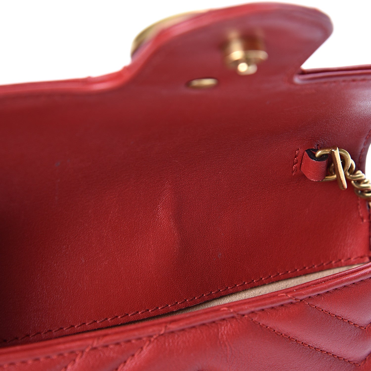Gucci Calfskin Matelasse Super Mini GG Marmont Shoulder Bag Hibiscus Red 7 of 12