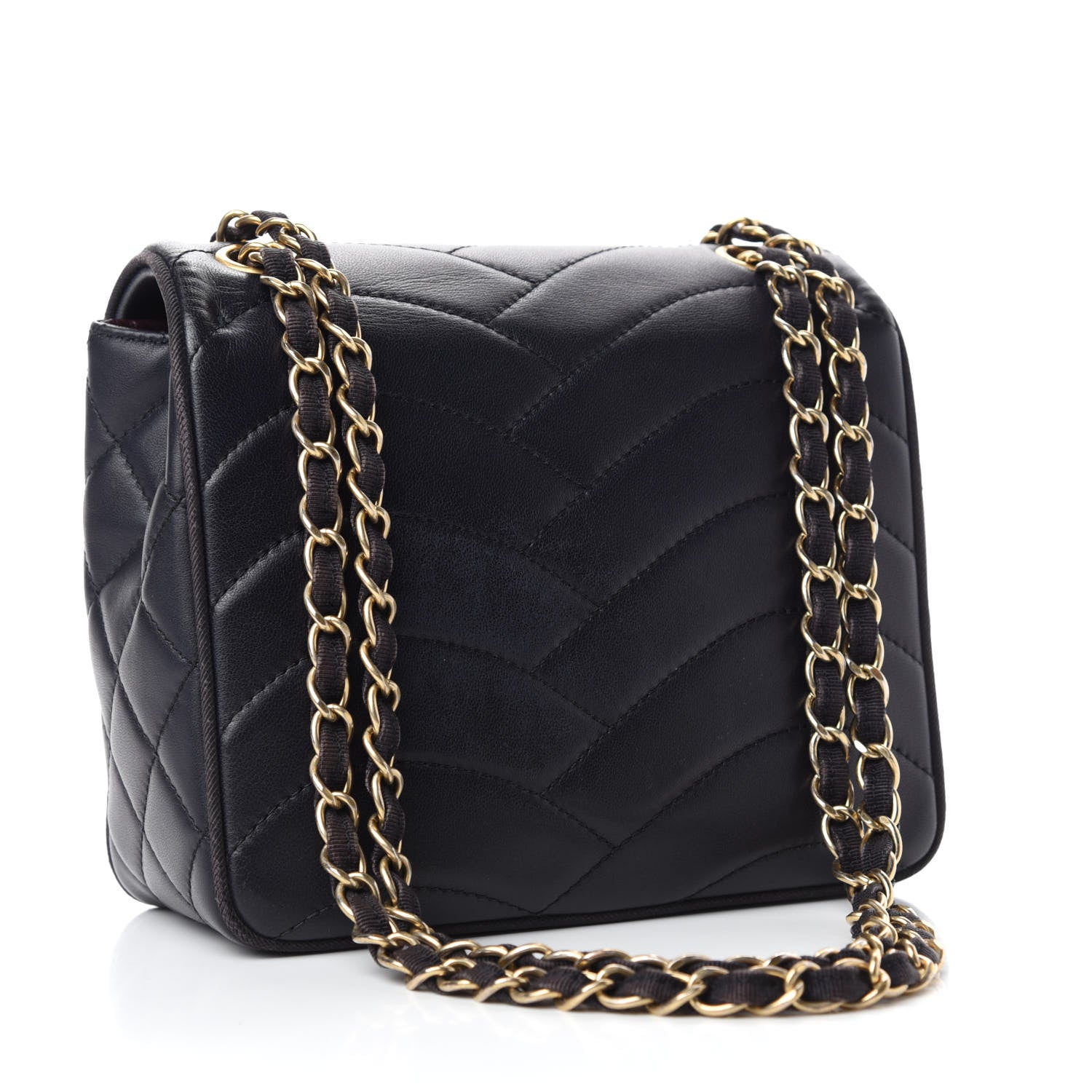 Chanel Lambskin Scallop Quilted Mini Pagoda Square Flap Black 3 of 11