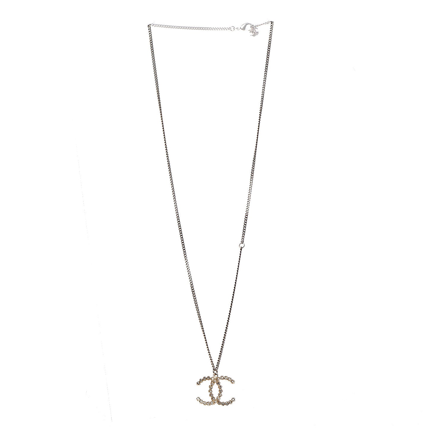 Crystal CC Pendant Necklace Gold