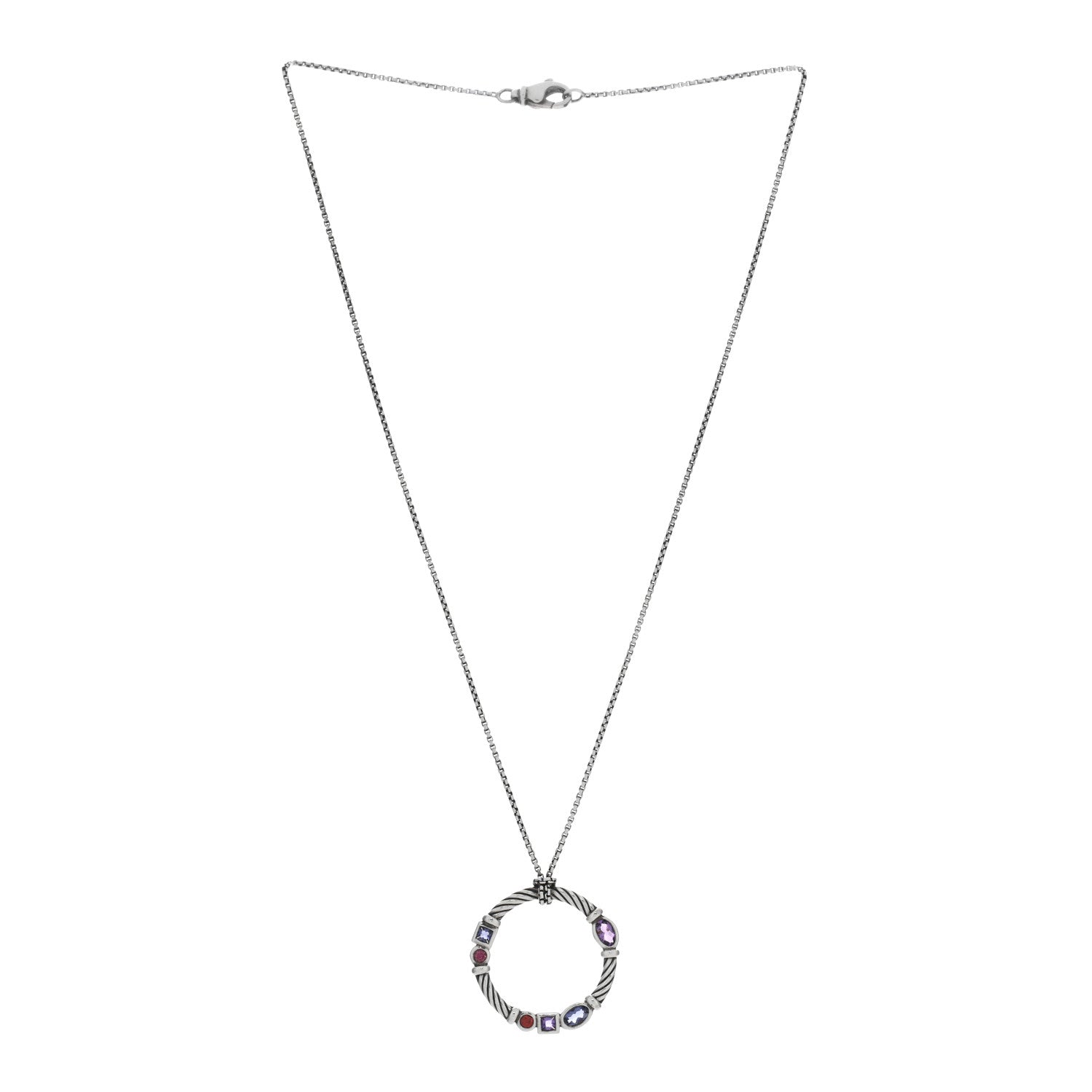 David Yurman Sterling Silver Multi Gemstone Confetti Pendant Necklace 3 of 4