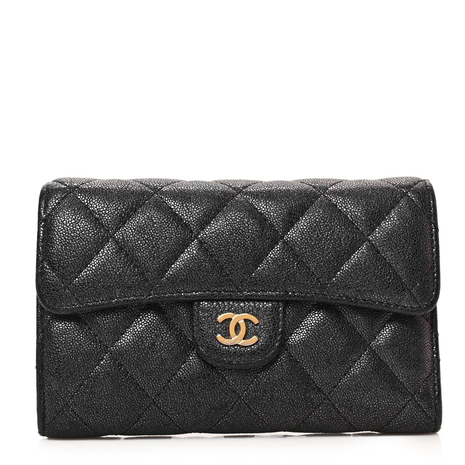 Chanel Iridescent Caviar Quilted Medium Flap Wallet Black 1 of 6
