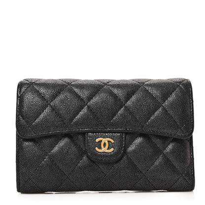 Chanel Iridescent Caviar Quilted Medium Flap Wallet Black 1 of 6
