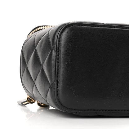 Chanel Lambskin Quilted Small Pearl Crush Vanity Case With Chain Black 9 of 11