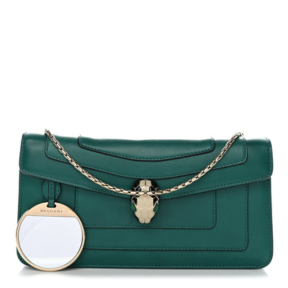 Bulgari Calfskin Serpenti Forever Flap Clutch Emerald Green 3 of 12