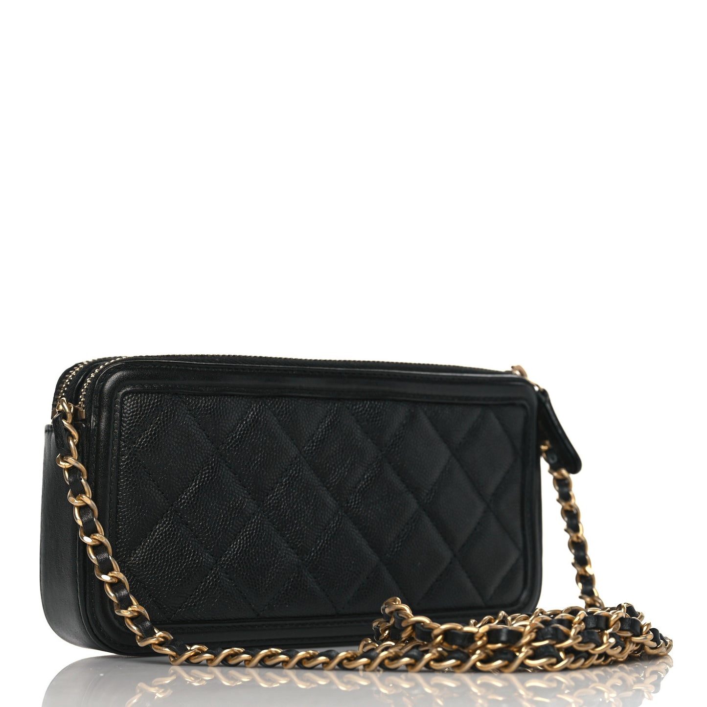 Caviar Quilted CC Filigree Clutch With Chain Black