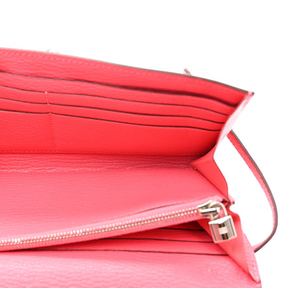 Hermes Chevre Mysore Kelly Longue Wallet Rose Lipstick 5 of 8