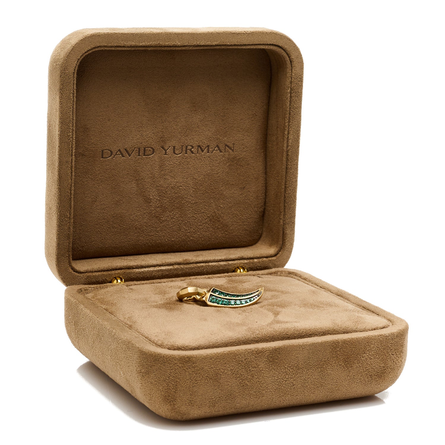David Yurman 18K Yellow Gold Emerald Roman Claw Amulet Pendant 4 of 4