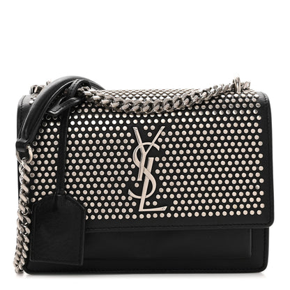 Saint Laurent Calfskin Studded Small Monogram Sunset Black 1 of 12