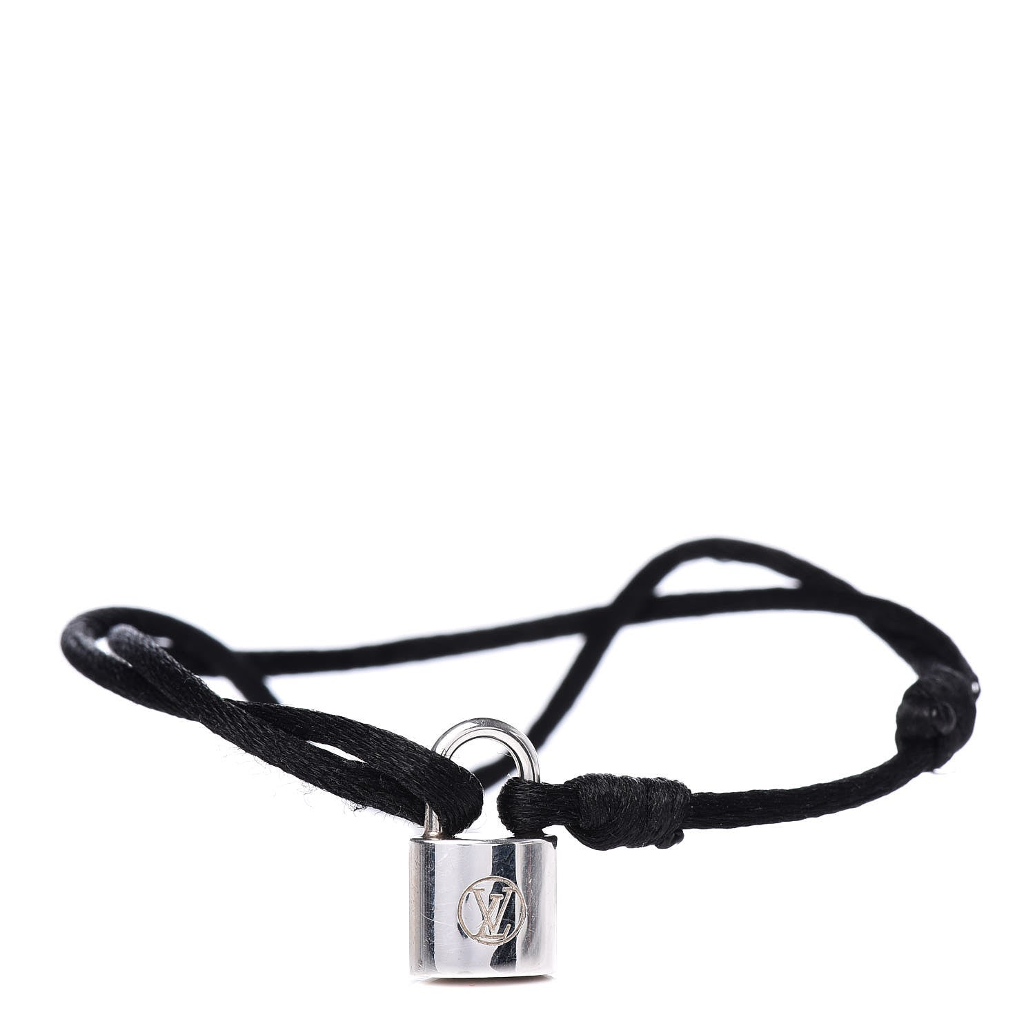 Louis Vuitton Sterling Silver Lockit Adjustable Cord Bracelet Black 1 of 4